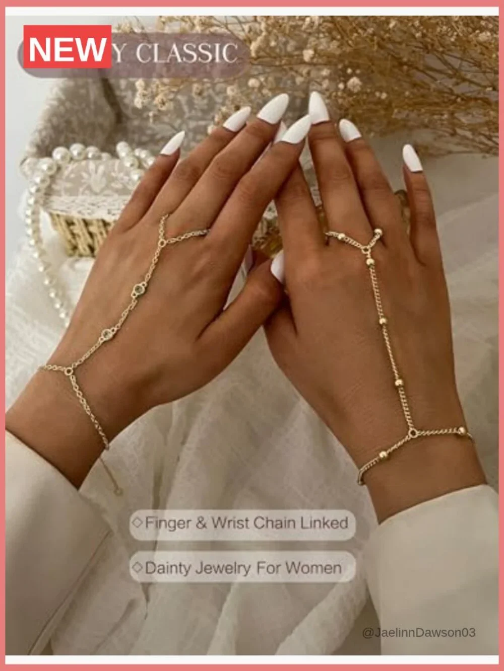 4 Pcs Gold Hand Chain Bracelets Set – Dainty Link Bracelet Stack